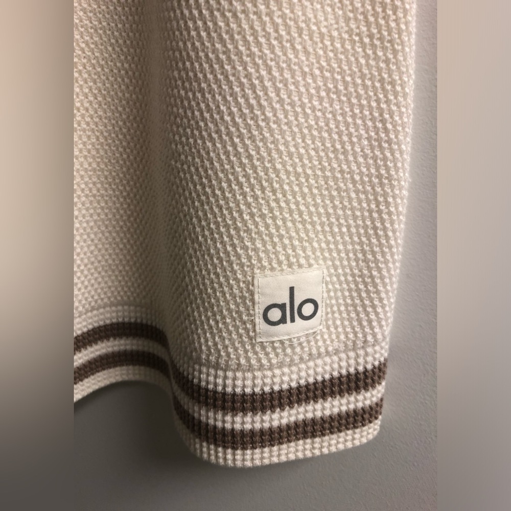 ALO Yoga Tennis Club Knit Tank Dress Color: Gravel/Ivory  Size: XXS - Picture 7 of 9